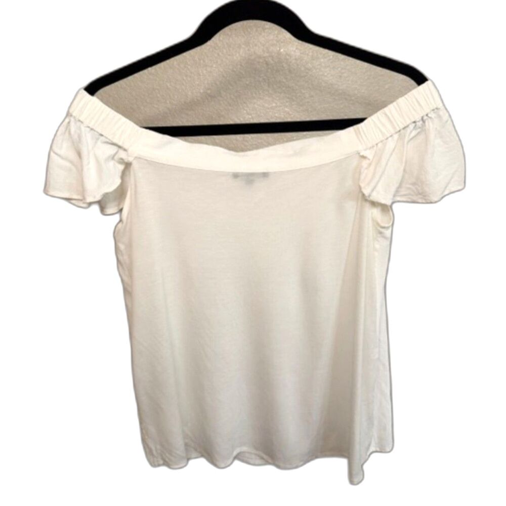 Massimo Dutti Off Shoulder Blouse Size M White Ruffle Top Flowy Boho Shirt